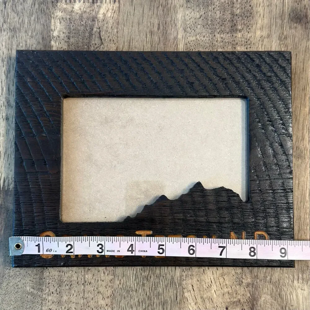 Grand Teton National Park Wood Photo Frame Laser-Engraved Skyline Design 5x7”
